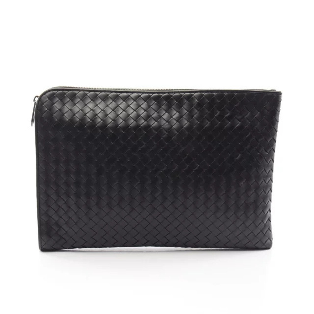 Bottega Veneta Intrecciato Shoulder Bag Leather Black